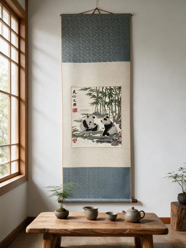 蜀锦《合家欢》立轴